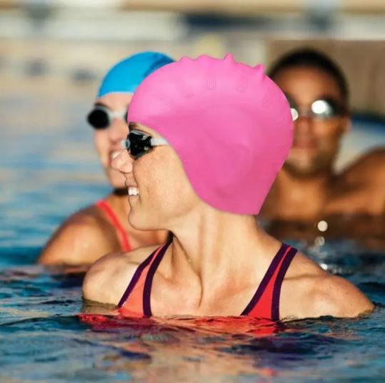 PREMIER Swimming Cap, Silicone Swim Cap for Women Men, Durable Non-Slip Waterproof Swim Cap Protect Ears, Long Hair for Adults, Older Kids