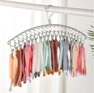 LARGE Pegs Stainless Steel Hanger Sock Hanger Drying Rack with Pegs Stainless Steel Laundry Dryer Rack Windproof Clothes Washing Line for Baby Clothes, Underwear, Gloves, Bras