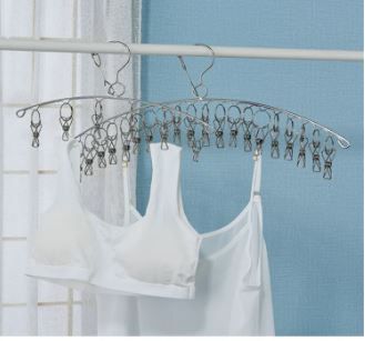 LARGE Pegs Stainless Steel Hanger Sock Hanger Drying Rack with Pegs Stainless Steel Laundry Dryer Rack Windproof Clothes Washing Line for Baby Clothes, Underwear, Gloves, Bras