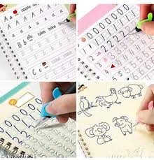 LARGE 4 Pc Sank Writing Books for Kids Magic Practice Copybook Reusable Handwriting  (Multicolor)
