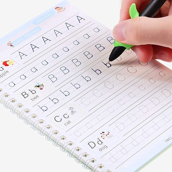 LARGE 4 Pc Sank Writing Books for Kids Magic Practice Copybook Reusable Handwriting  (Multicolor)