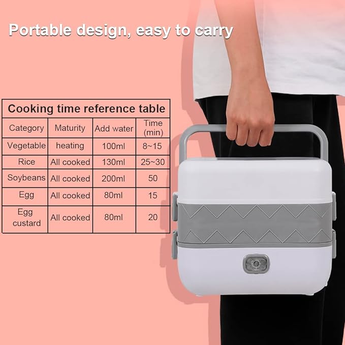 NEW 4 Linner Electric Lunchbox Cooker Self Cooking Electric Lunch Box, Mini Rice Cooker, 2 Layers 4 Stainless Steel Steamer Food Insulation Lunch Box for Dormitory Travel Outdoor Kitchen Cook Raw Food