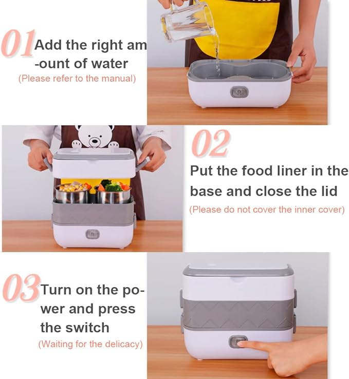 NEW 4 Linner Electric Lunchbox Cooker Self Cooking Electric Lunch Box, Mini Rice Cooker, 2 Layers 4 Stainless Steel Steamer Food Insulation Lunch Box for Dormitory Travel Outdoor Kitchen Cook Raw Food