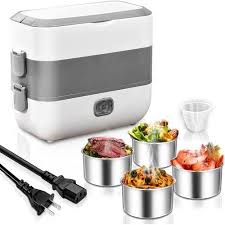 NEW 4 Linner Electric Lunchbox Cooker Self Cooking Electric Lunch Box, Mini Rice Cooker, 2 Layers 4 Stainless Steel Steamer Food Insulation Lunch Box for Dormitory Travel Outdoor Kitchen Cook Raw Food