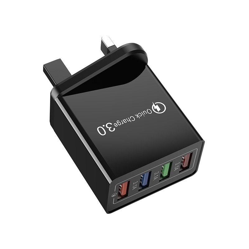 Qualcomm 3.0 & 35W Accessories Orig 4USB Color Wall Charger Fast Charging 3.1A Travel Charger 220v Plug Adapter 4 Port w/3.0 USB Output Multi USB Slot Charger KC01