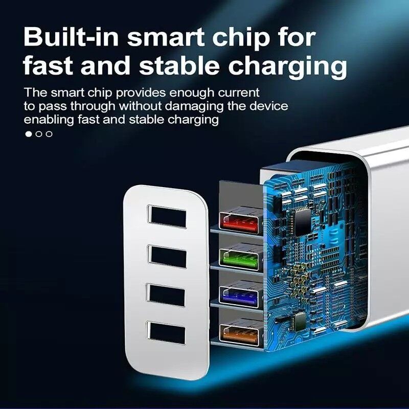 Qualcomm 3.0 & 35W Accessories Orig 4USB Color Wall Charger Fast Charging 3.1A Travel Charger 220v Plug Adapter 4 Port w/3.0 USB Output Multi USB Slot Charger KC01