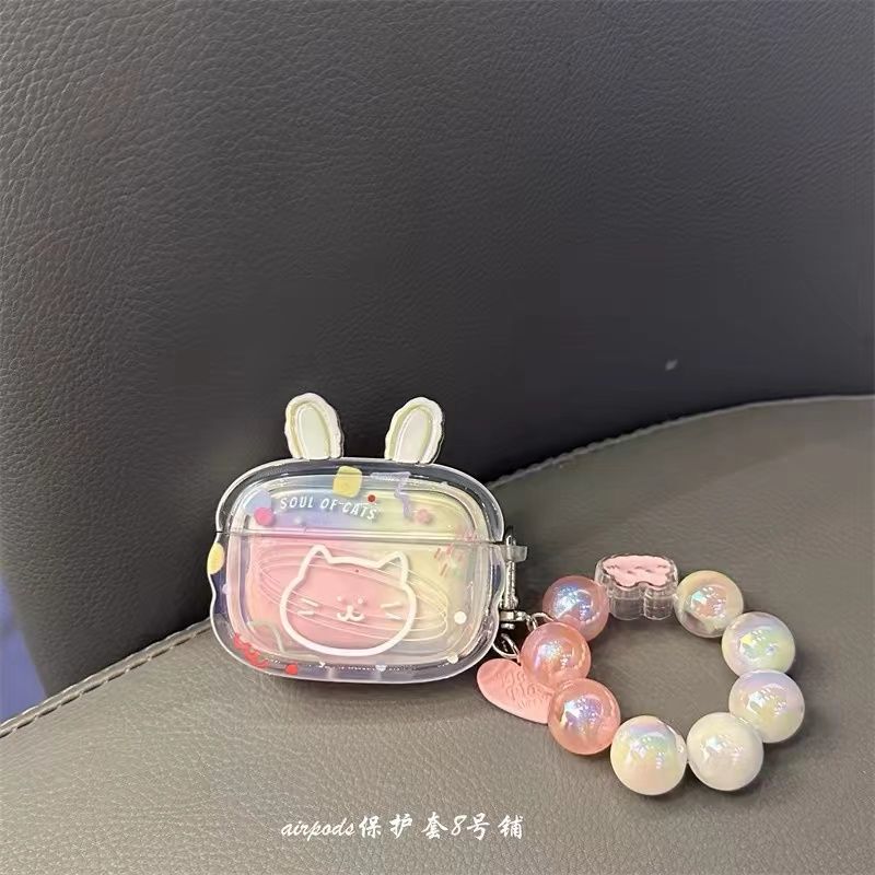 The cute faint white kitten is suitable for Apple wireless Bluetooth AirPods2 generation headphone case 3 generation shell