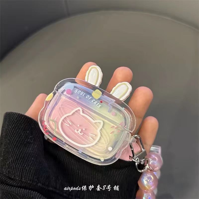 The cute faint white kitten is suitable for Apple wireless Bluetooth AirPods2 generation headphone case 3 generation shell