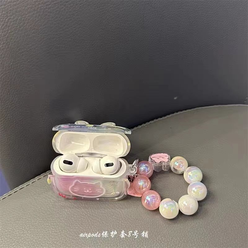 The cute faint white kitten is suitable for Apple wireless Bluetooth AirPods2 generation headphone case 3 generation shell