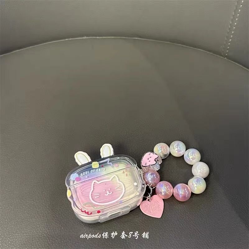 The cute faint white kitten is suitable for Apple wireless Bluetooth AirPods2 generation headphone case 3 generation shell