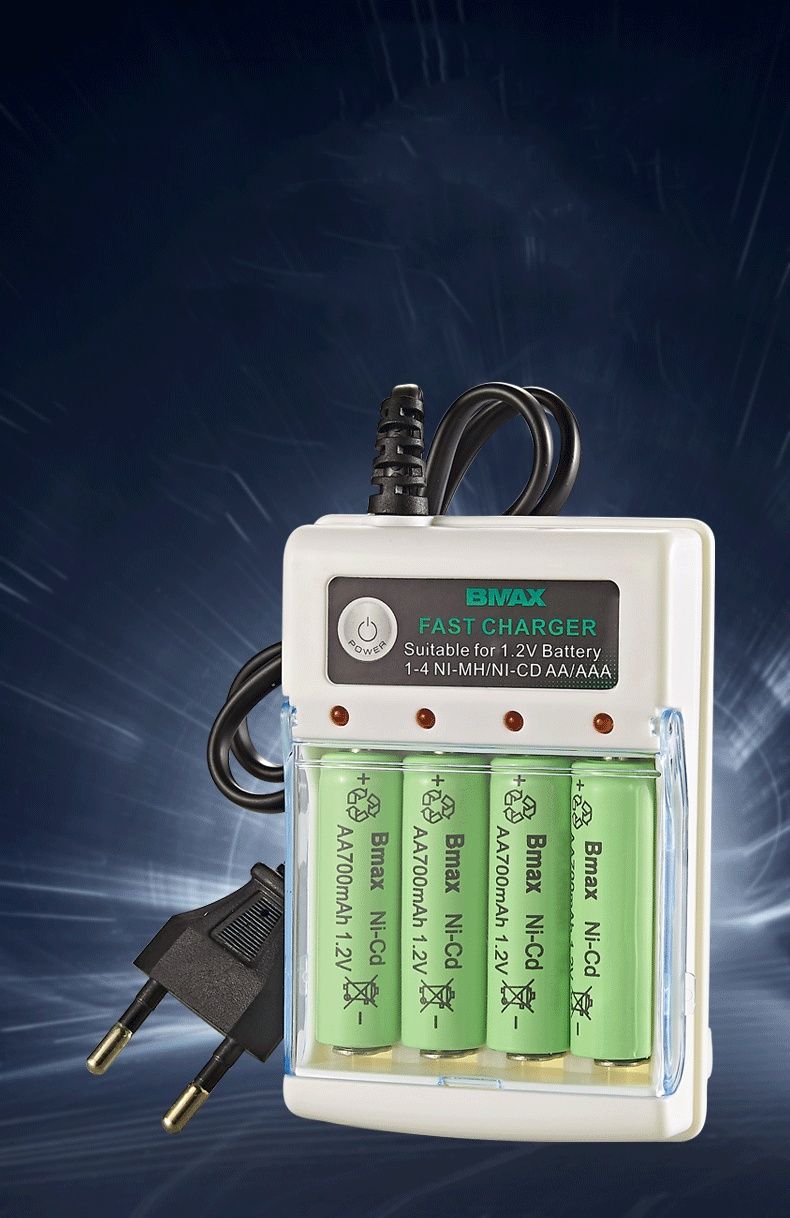4 slot charger No. 5 No. 7 Rechargeable battery charger Four slot nickel-cadmium nickel-metal Hydride AA/AAA battery charging stand 804