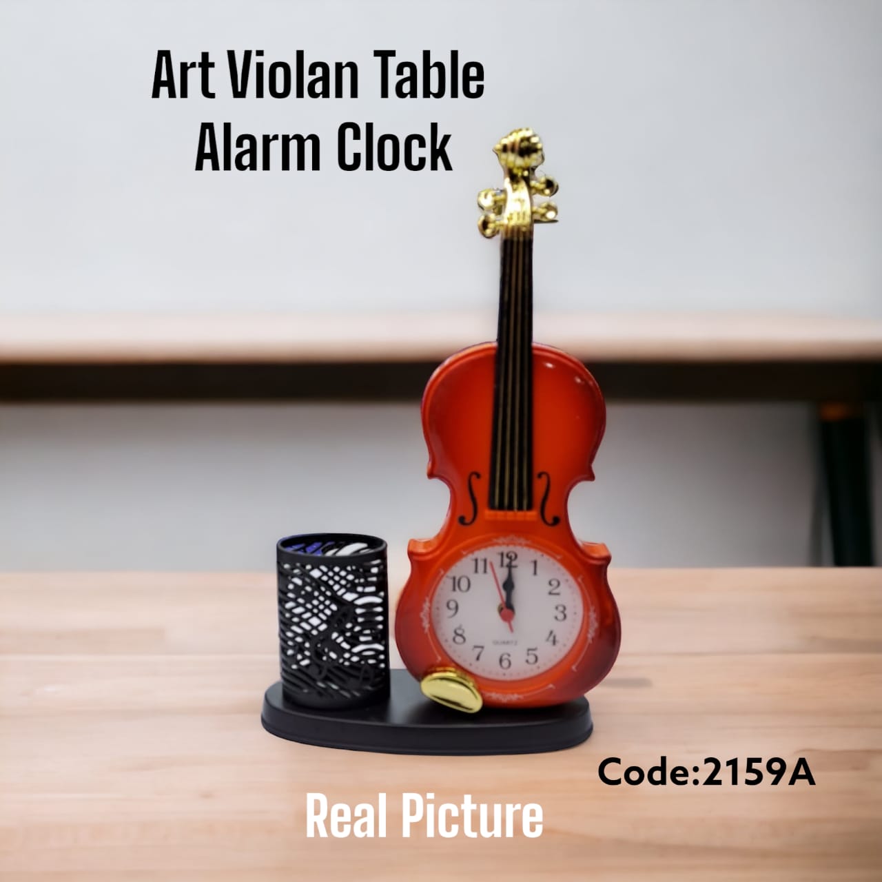 Art Violin Table Alarm Clock