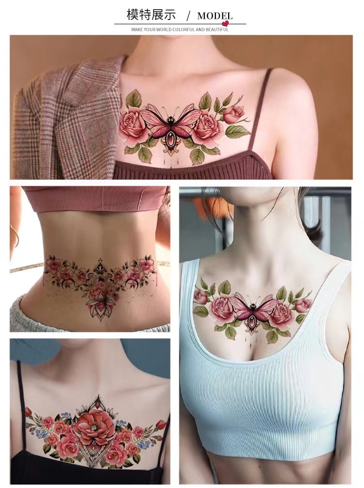 Art temporary tattoos, chest glamour tattoos, arm tattoos, safety paper temporary tattoos, party tattoo stickers