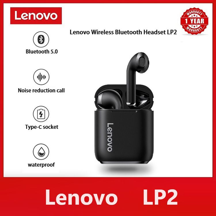 Lenovo LP2 Bluetooth Earphones Low Latency Noise Reduction Wireless Headphones IPX5 Waterproof Touch Control Headsets with Mic
