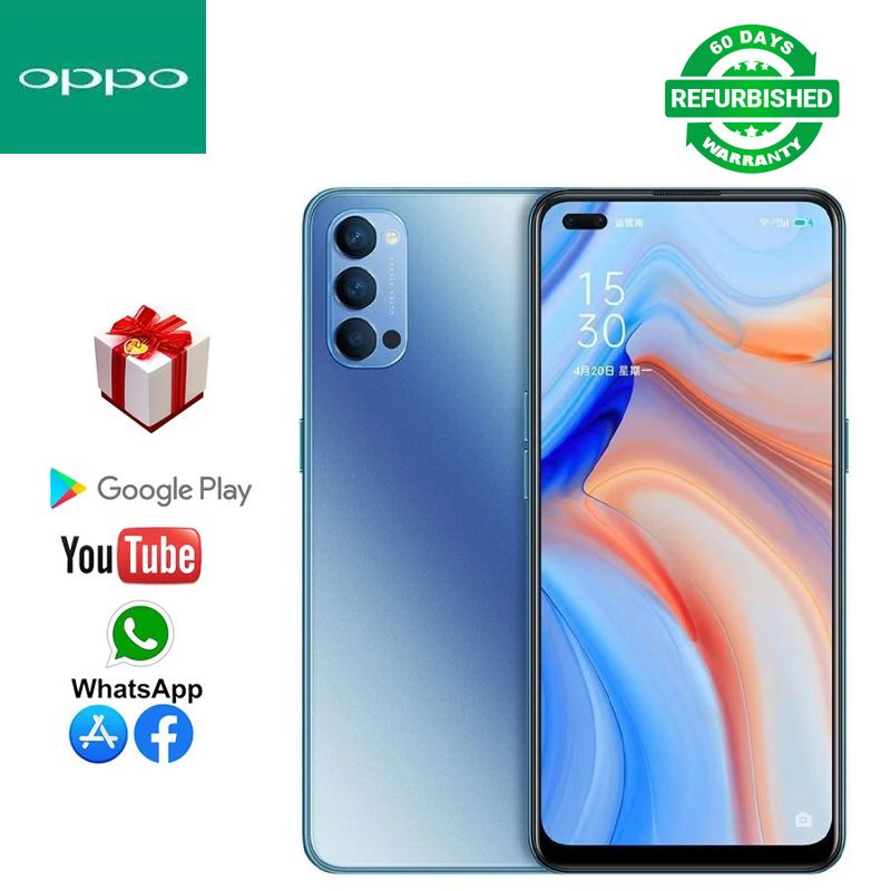 Refurbished OPPO Reno4 5g Smartphone 100% Original 48MP+32MP 4020mAh 8GB+128GB/256GB Dual SIM In-Screen Fingerprint & Face ID