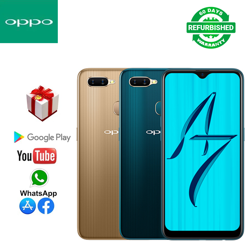 Refurbished  OPPOA7 a7 smart phone 64GB+4GB 6.2 inch fingerprint recognition, face recognition Front Camera16MP Rear Camera13MP+2MP 4230mAh 2G 3G 4G/LTE