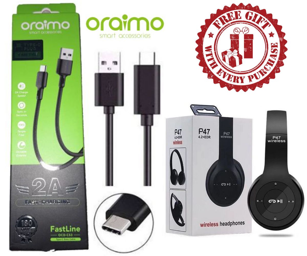 Oraimo Fast Charging Type C USB Cable + Free RichRipple P47 Wireless Headphones BT Headset With TF Micro for IOS/Android