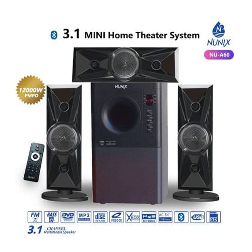 Nunix Sub-Woofer NU-A60 3.1 12000W powerful Mini Home Theater System with Bluetooth
