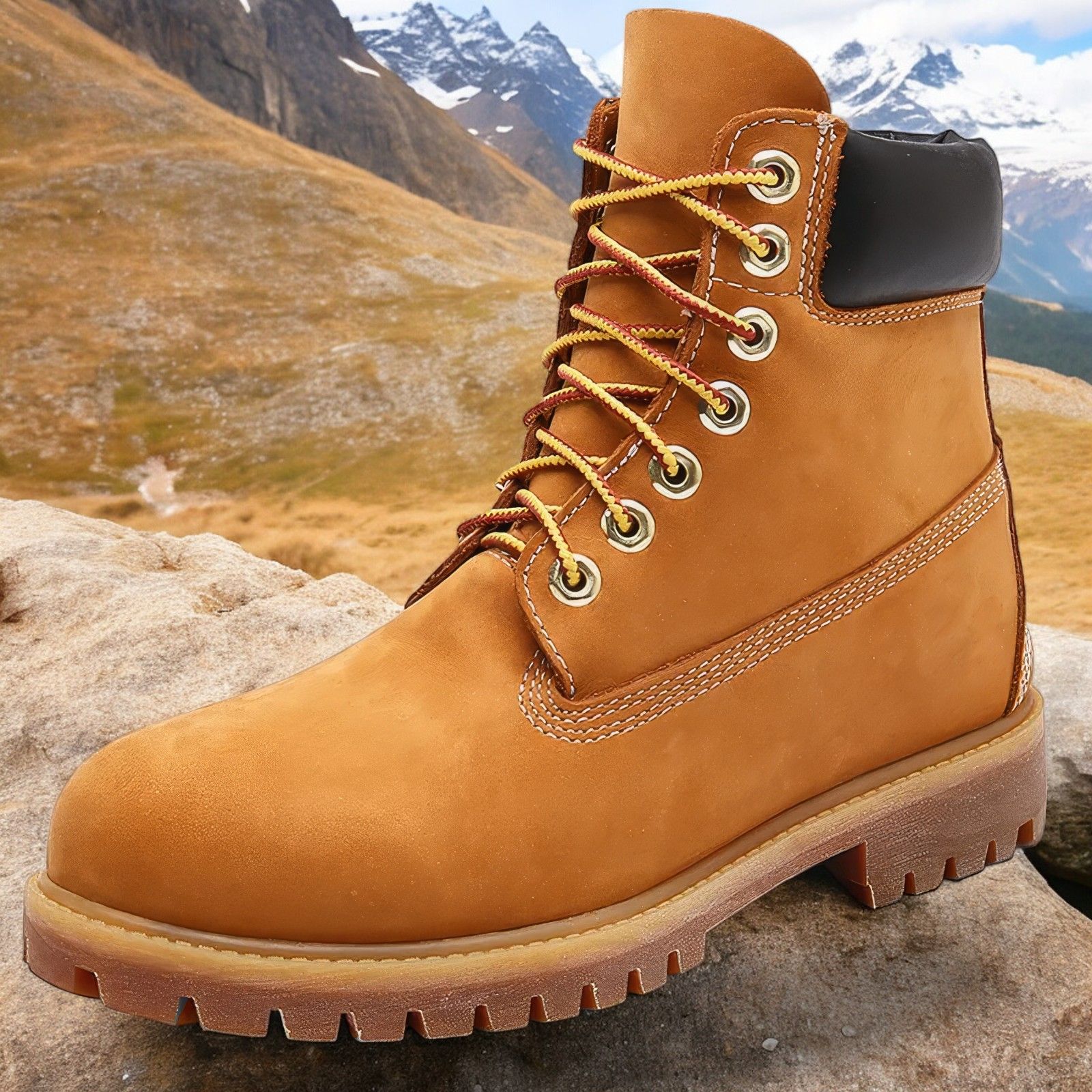 Durable and Stylish Brown Leather Timberland Boots for Men - Waterproof, Slip-Resistant, and Comfortable Footwear for Casual Outfits and Outdoor Activities - High-Quality Leather Work Boots