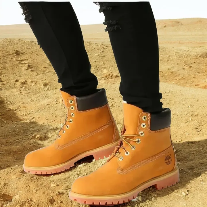 Durable and Stylish Brown Leather Timberland Boots for Men - Waterproof, Slip-Resistant, and Comfortable Footwear for Casual Outfits and Outdoor Activities - High-Quality Leather Work Boots