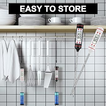 Kitchen Thermometer Coffee Thermometer Tea Thermometer Food Thermometer Waterproof Digital Immediate Read Meat Thermometer with Long Probe for Liquid, Candle, Food, Milk, Fry, Candy, Roast