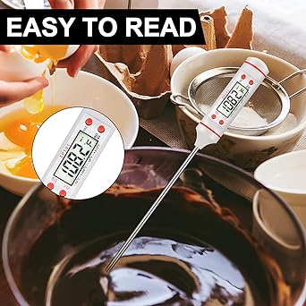 Kitchen Thermometer Coffee Thermometer Tea Thermometer Food Thermometer Waterproof Digital Immediate Read Meat Thermometer with Long Probe for Liquid, Candle, Food, Milk, Fry, Candy, Roast