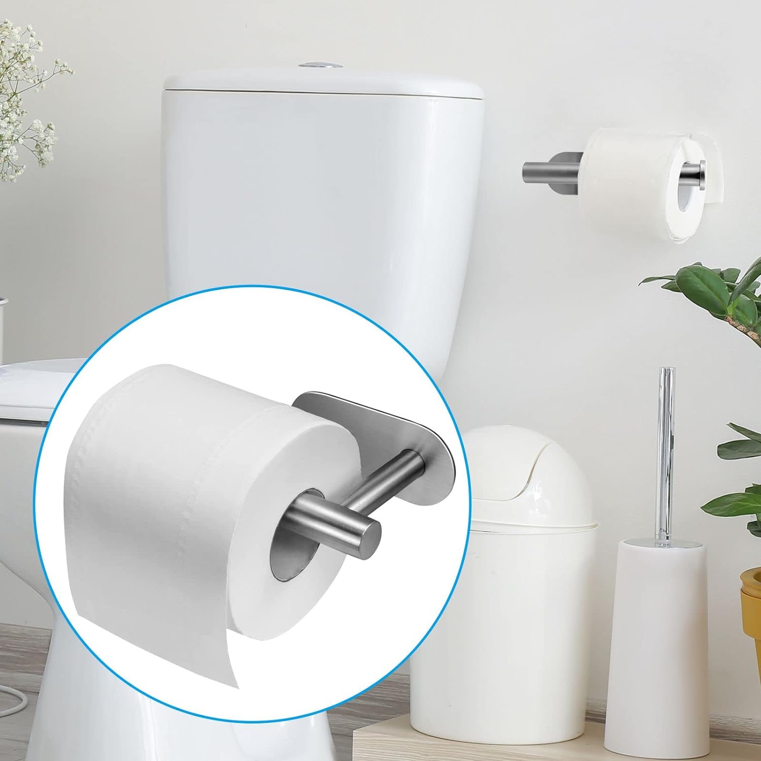Toilet Paper Holder Self Adhesiveno Drilling for Bathroom Washroom, Tissue Roll Holders Wall Mount,