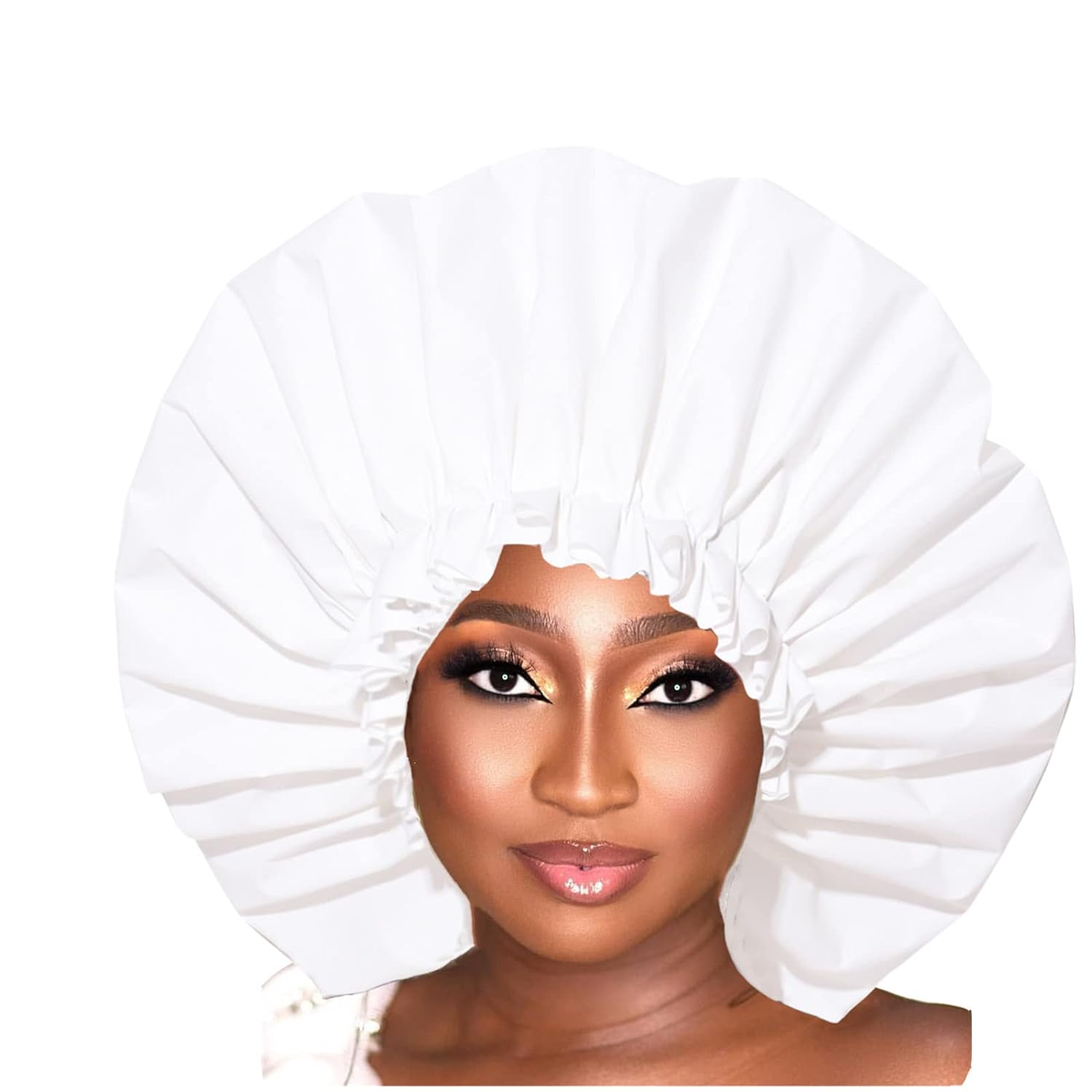 Jumbo large shower cap for women reusable waterproof, adjustable shower cap bath hair cap for women thick, long hair, locs, braids