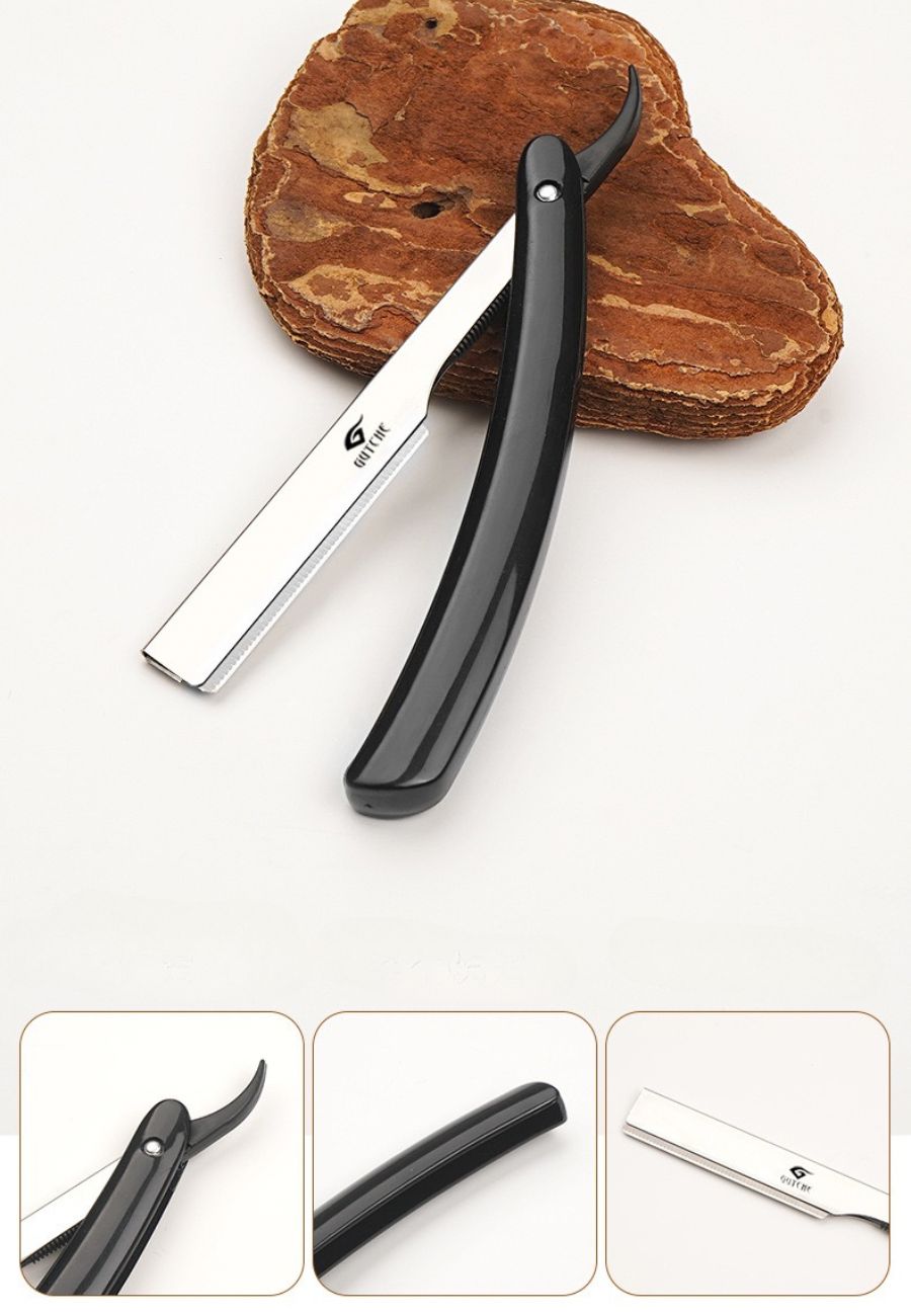 Straight Razor | Professional Barber Razor with blade holder for men with 10 Single Edge Blades │slide-out design