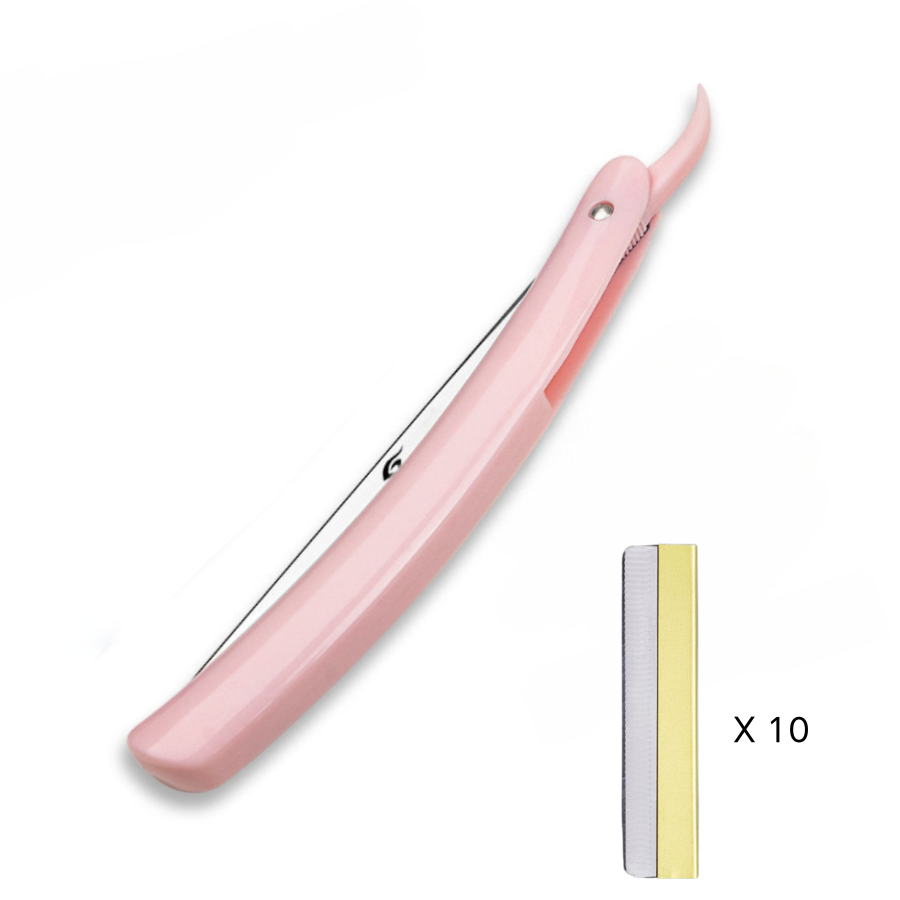 Straight Razor | Professional Barber Razor with blade holder for men with 10 Single Edge Blades │slide-out design