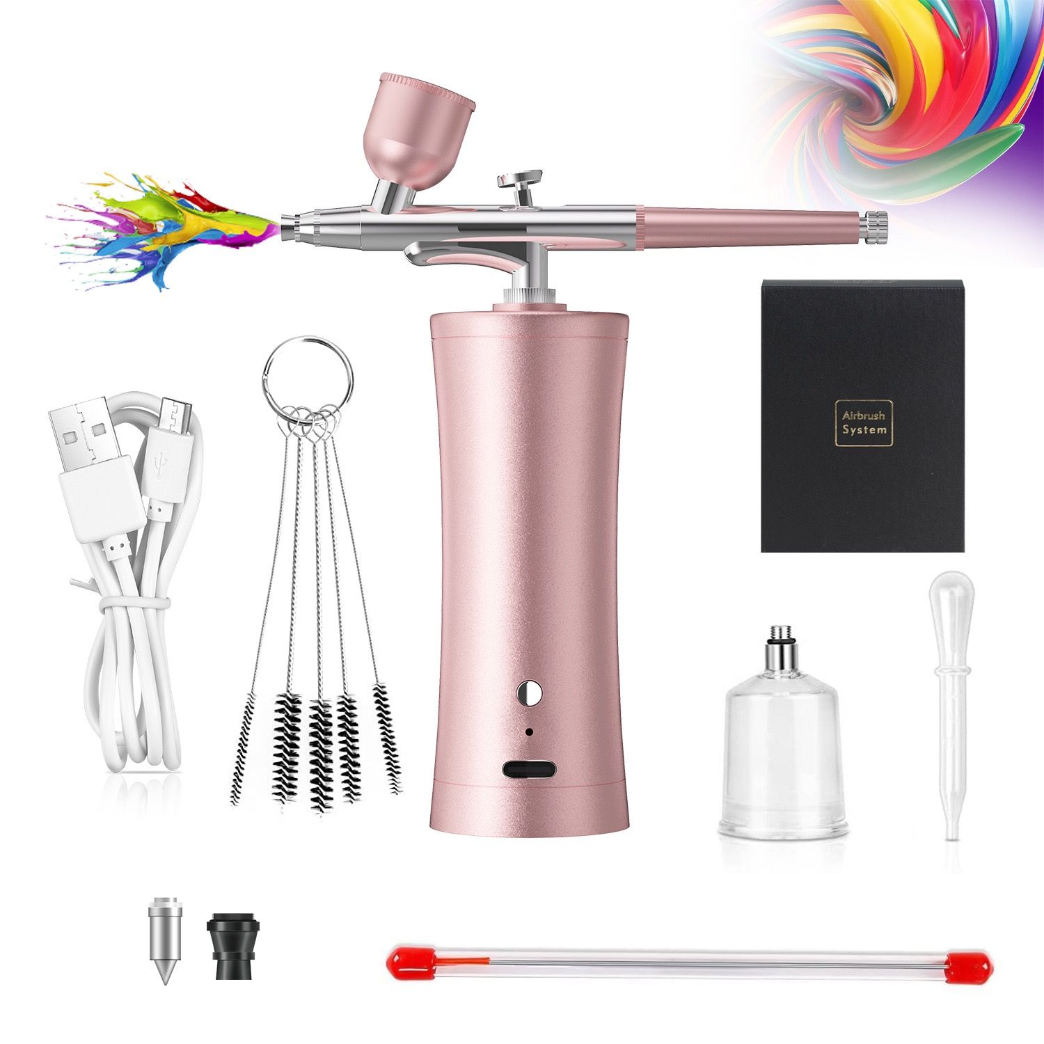 Airbrush Rechargeable Cordless Airbrush-Kit Compressor -  High Pressure Airbrush Gun with Hose Wireless Air Brush for Model Painting,Makeup,Barber, Nail Art, Cake Decor