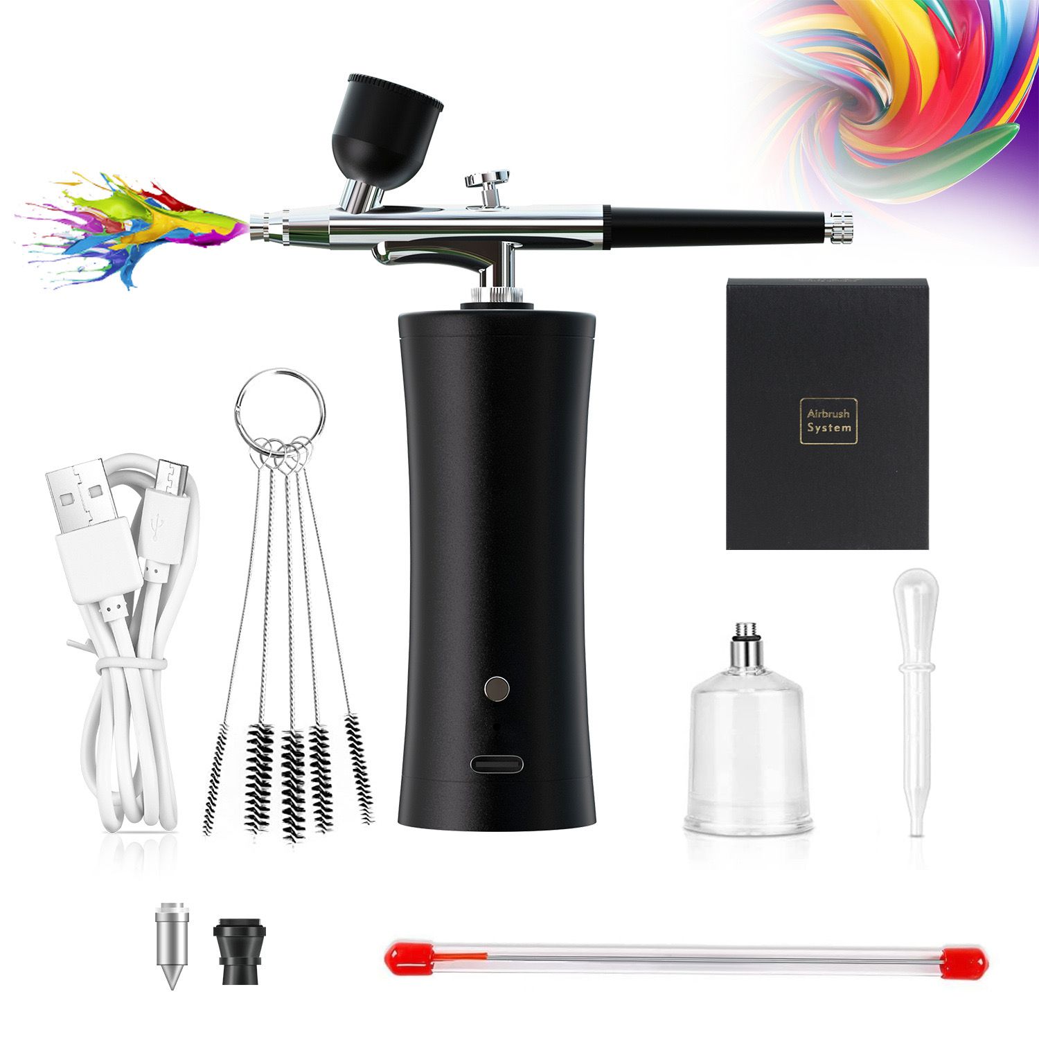 Airbrush Rechargeable Cordless Airbrush-Kit Compressor -  High Pressure Airbrush Gun with Hose Wireless Air Brush for Model Painting,Makeup,Barber, Nail Art, Cake Decor