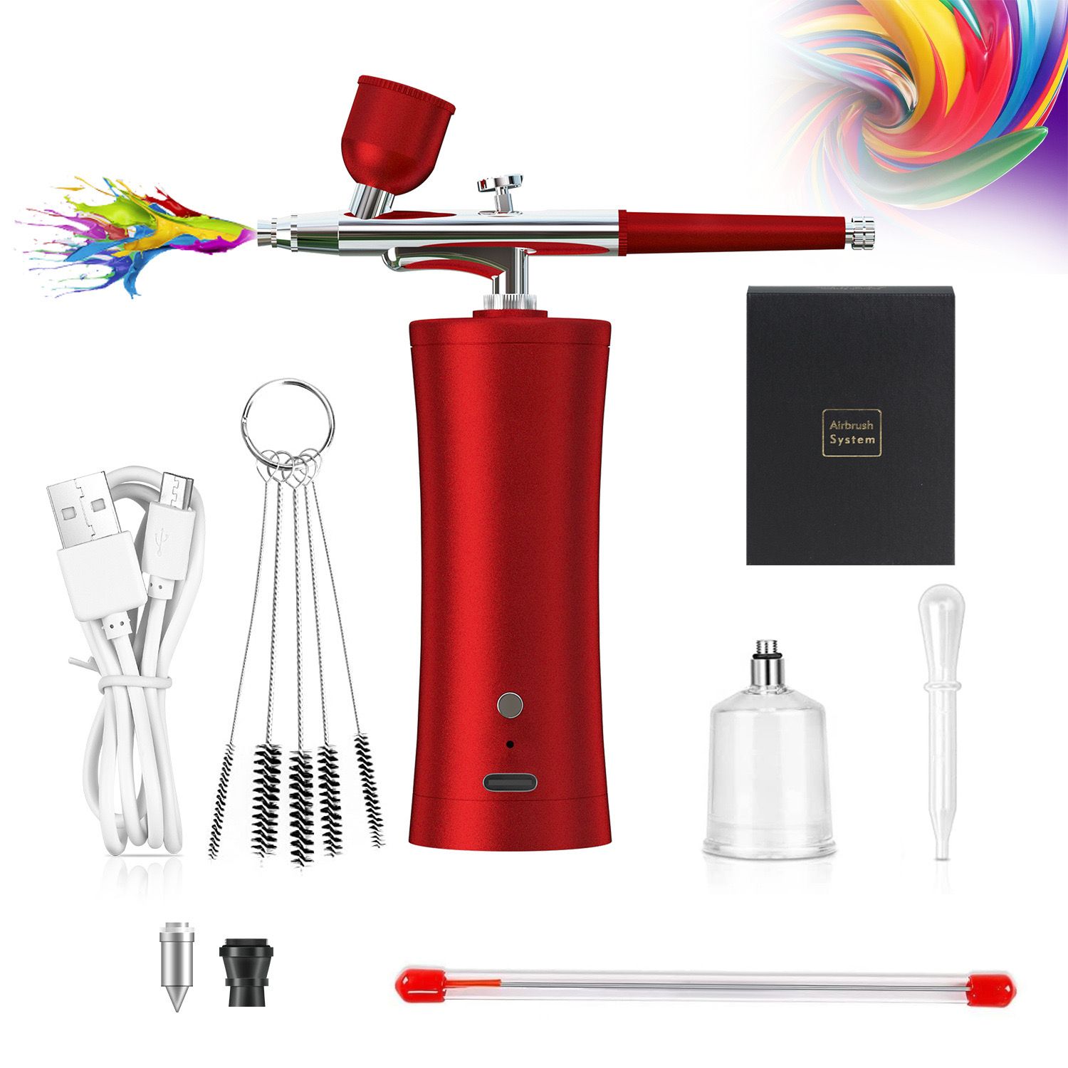 Airbrush Rechargeable Cordless Airbrush-Kit Compressor -  High Pressure Airbrush Gun with Hose Wireless Air Brush for Model Painting,Makeup,Barber, Nail Art, Cake Decor