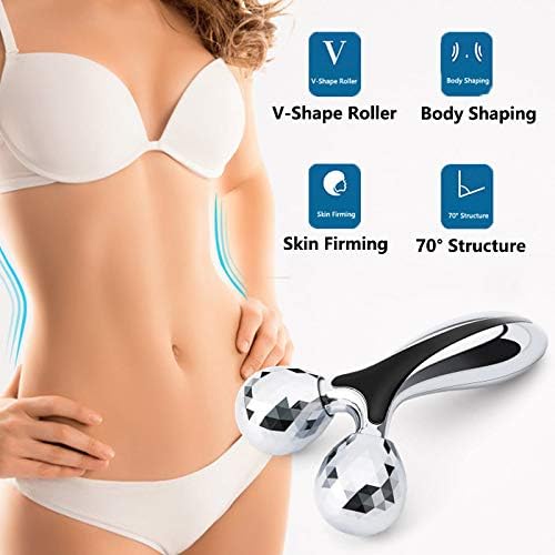 V Facial Roller Massager, Reduce Wrinkles in Neck and Eyes, Massage for Lymphatic Drainage, Face Lifting, Reduce Puffiness, Skin Tightening & Collagen Production, Clear Toxins