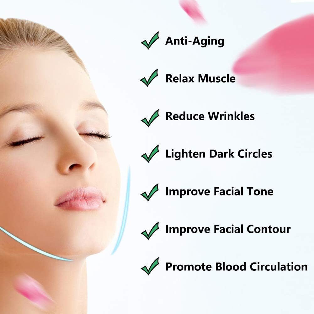 V Facial Roller Massager, Reduce Wrinkles in Neck and Eyes, Massage for Lymphatic Drainage, Face Lifting, Reduce Puffiness, Skin Tightening & Collagen Production, Clear Toxins