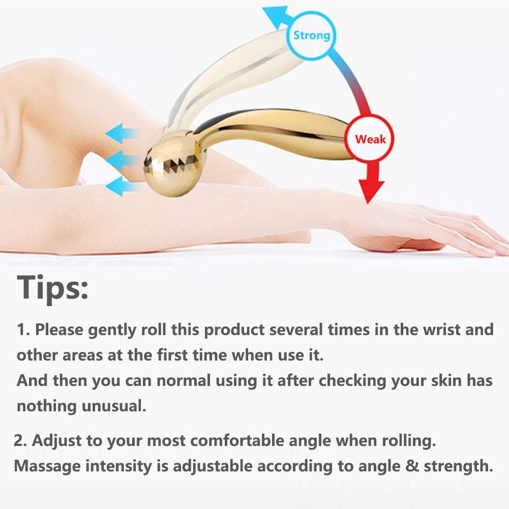 V Facial Roller Massager, Reduce Wrinkles in Neck and Eyes, Massage for Lymphatic Drainage, Face Lifting, Reduce Puffiness, Skin Tightening & Collagen Production, Clear Toxins