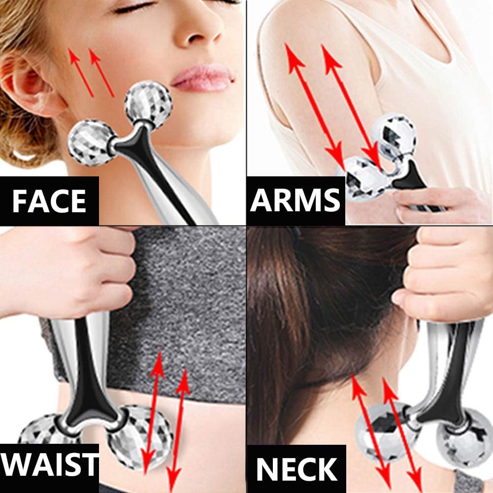 V Facial Roller Massager, Reduce Wrinkles in Neck and Eyes, Massage for Lymphatic Drainage, Face Lifting, Reduce Puffiness, Skin Tightening & Collagen Production, Clear Toxins