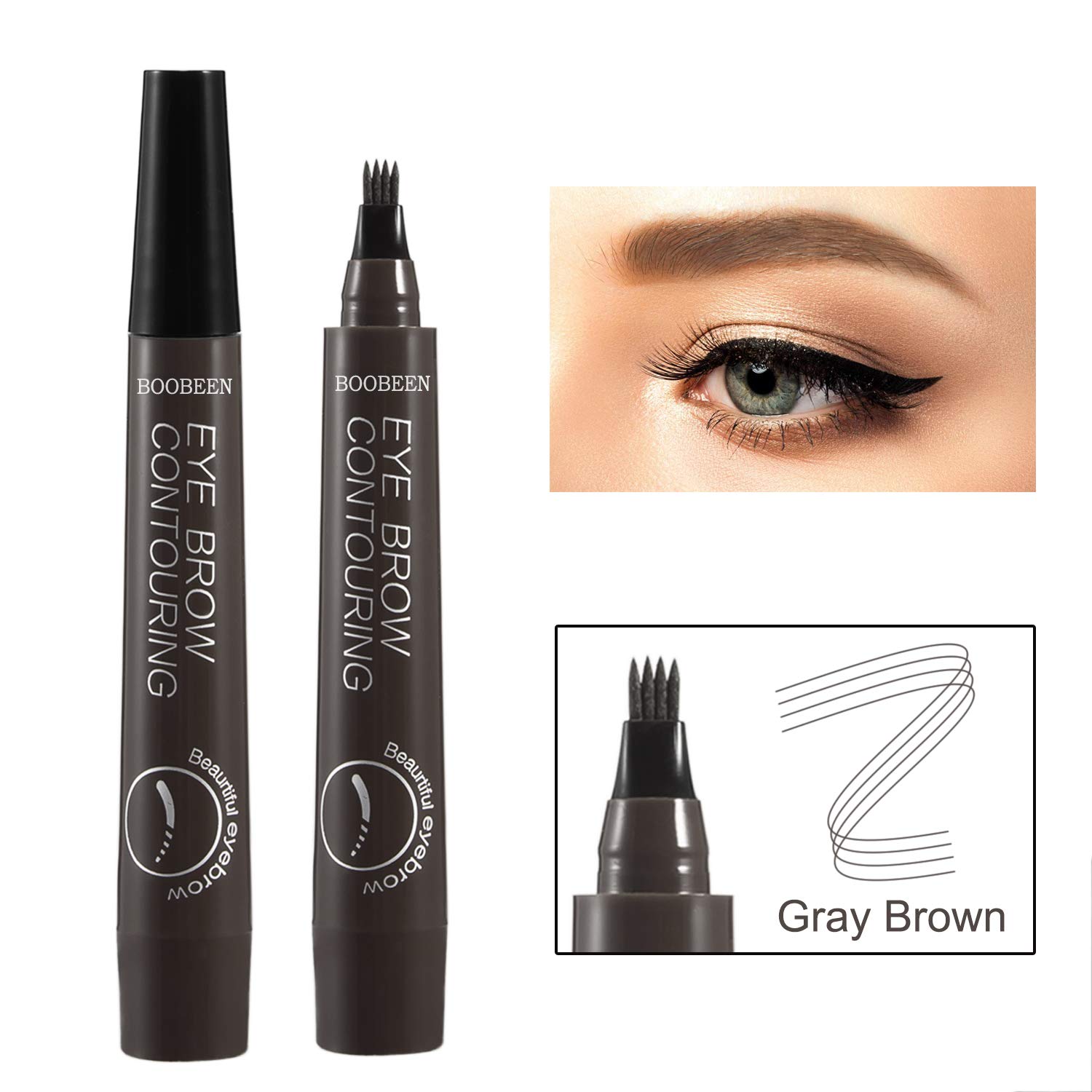 Waterproof Eyebrow Pen - Microblading Eyebrow Pencil with a Micro-Fork Tip Applicator - Creates Natural Looking Brows Makeup Effortlessly