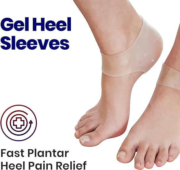 Plantar Fasciitis Inserts Heel Protectors - Silicone Gel Heel Cups Shoes Inserts, Orthotics Heel Cushion for Bone Spur & Heel Spur Pain Relief of Foot Pain Plantar Fascitis Heel Sleeves