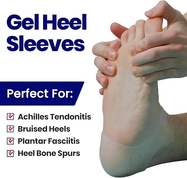 Plantar Fasciitis Inserts Heel Protectors - Silicone Gel Heel Cups Shoes Inserts, Orthotics Heel Cushion for Bone Spur & Heel Spur Pain Relief of Foot Pain Plantar Fascitis Heel Sleeves