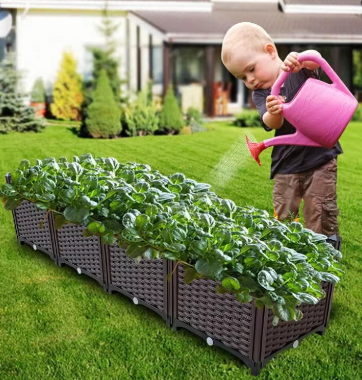 Special outdoor vegetable planting pot for balcony and rooftop planting box, rectangular plastic large flower box, flower pot groove