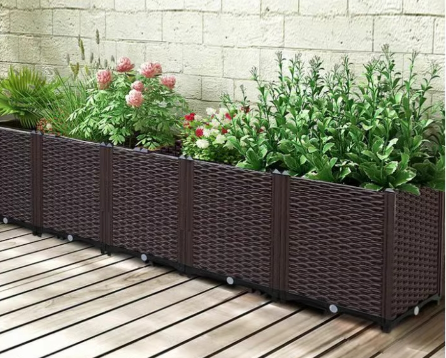 Special outdoor vegetable planting pot for balcony and rooftop planting box, rectangular plastic large flower box, flower pot groove