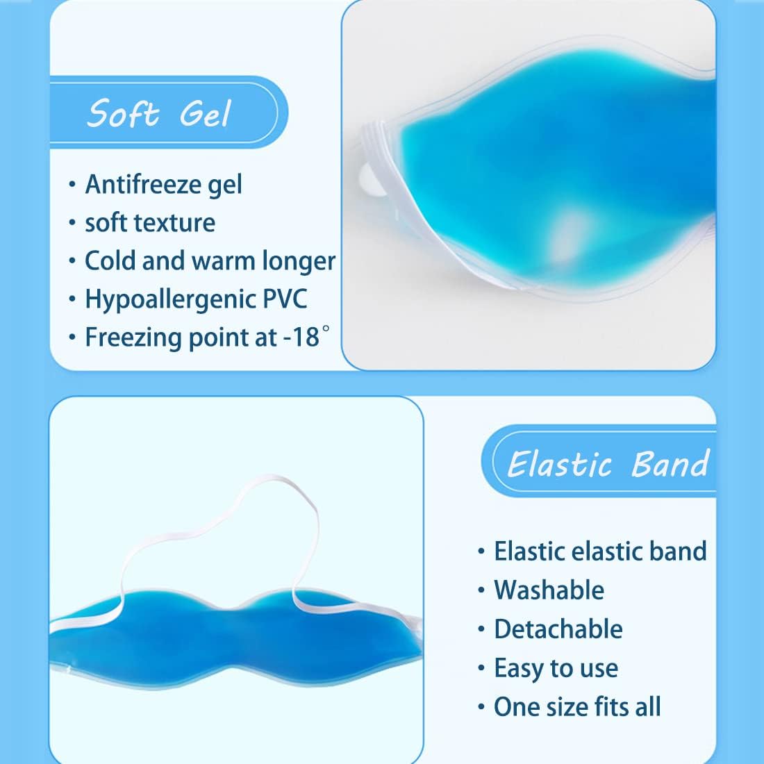 Cooling Eye Mask, Reusable Cold Eye Mask for Hot Cold Treatment for Eye Strain, Eye Swelling, Eye Redness, Puffy Eyes, Dark Circles, Smooth Fine Lines, and Eye Recover Surgery.