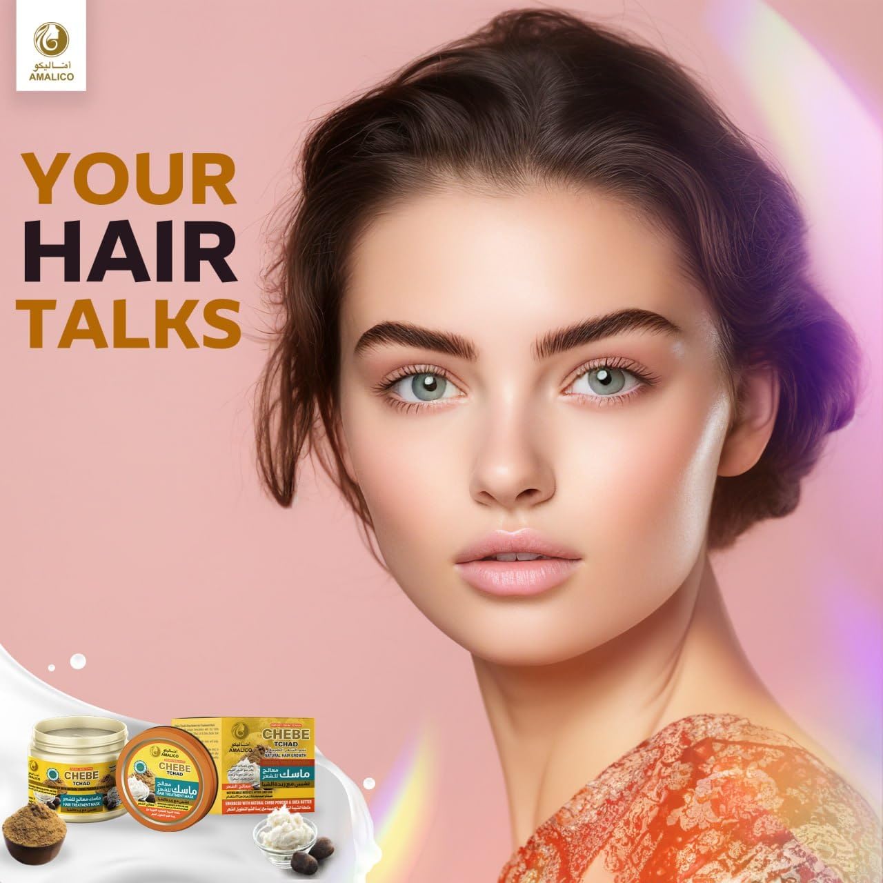 Amalico Chebe Hair Treatment Mask with Chebe Powder and AMLA | African Chebe Oil for Hair Growth, Palm Oil, Almond Oil Deep Moisturizing for Dry Damaged Hair 200g