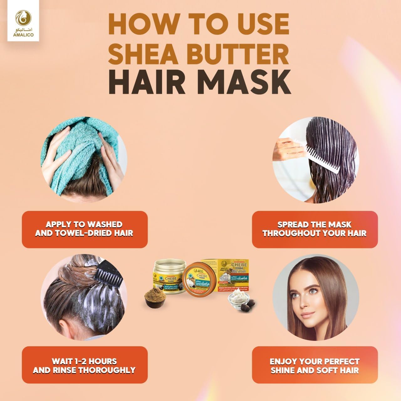 Amalico Chebe Hair Treatment Mask with Chebe Powder and AMLA | African Chebe Oil for Hair Growth, Palm Oil, Almond Oil Deep Moisturizing for Dry Damaged Hair 200g