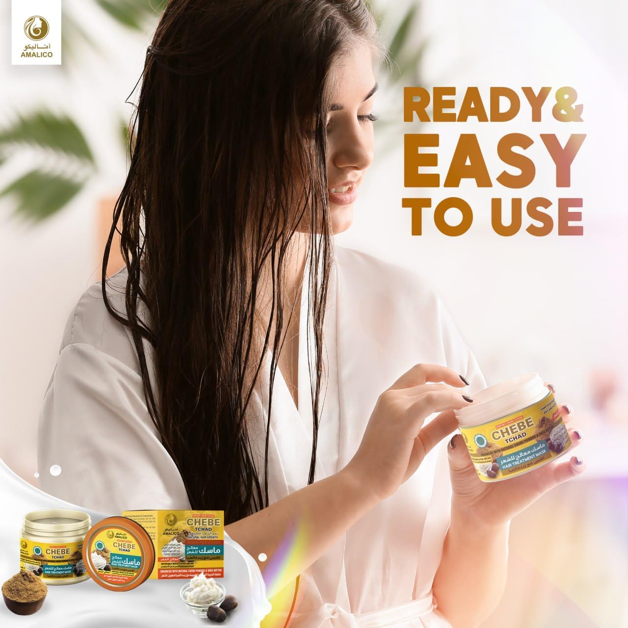 Amalico Chebe Hair Treatment Mask with Chebe Powder and AMLA | African Chebe Oil for Hair Growth, Palm Oil, Almond Oil Deep Moisturizing for Dry Damaged Hair 200g