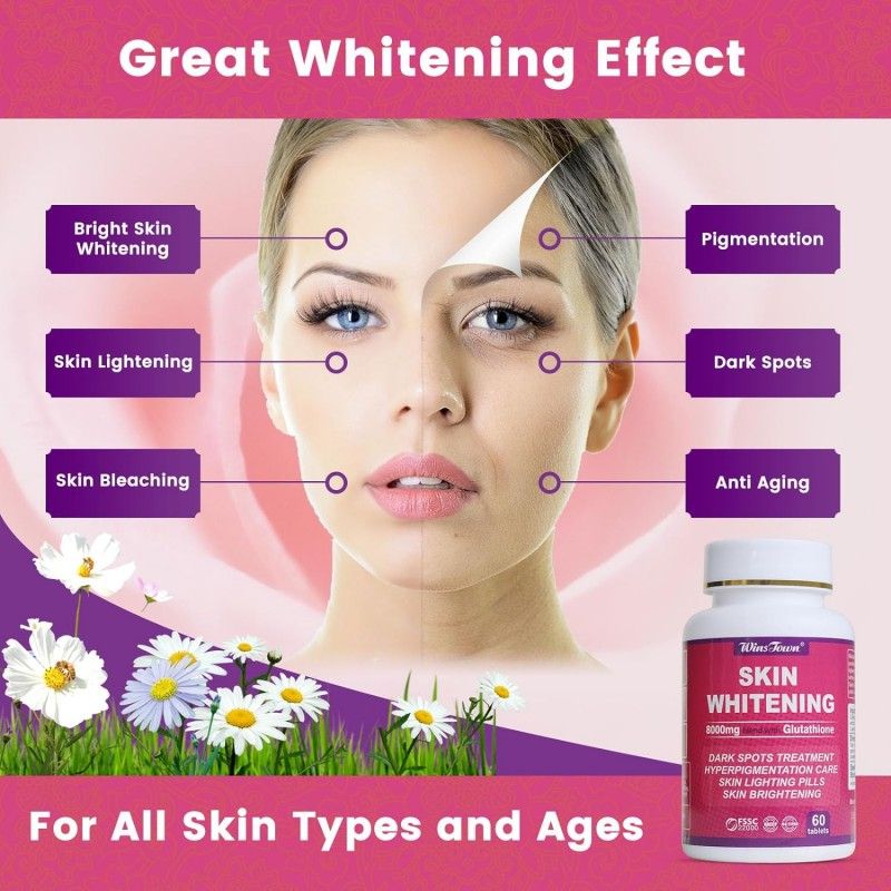 Daynee Skin Whitening Pills - Clears Dark Spot Glutathione Whitening Pills - Dark Spots & Acne Scar Remover - 5000g - Made in USA - Vegan Skin Bleaching Pills with Anti-Aging & Antioxidant Effect
