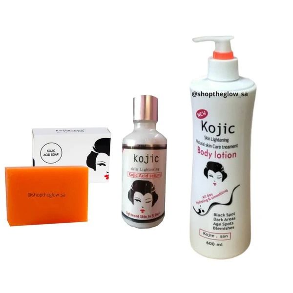 3 Pack Kojie San Kojic Skin Lightening Kojic Lotion, Serum And Soap Skin Care Series 3 Items, Gold Caviar Extract Helps With Whitening and Revitalising Your Skin ( Pack Of 3 Piece Set ) Skin Care Set
