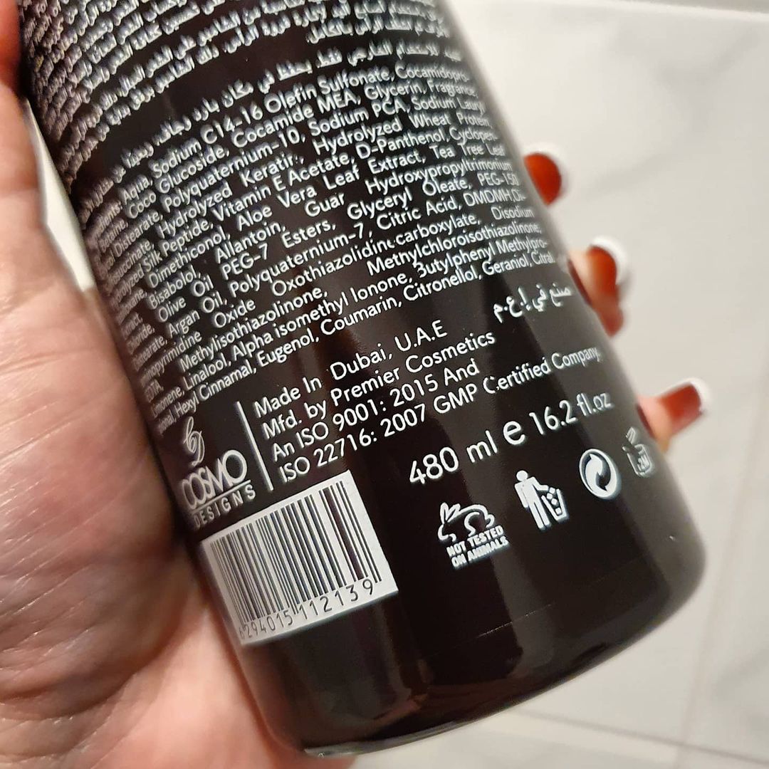 COSMO Hair Naturals  Argan Oil and Wheat Protein Shampoo 480ml Gentle Daily Care Sulfate and Paraben Free to Strengthen and Restore Hair - 480ml Nourishes Scalp Strengthens and Repairs
