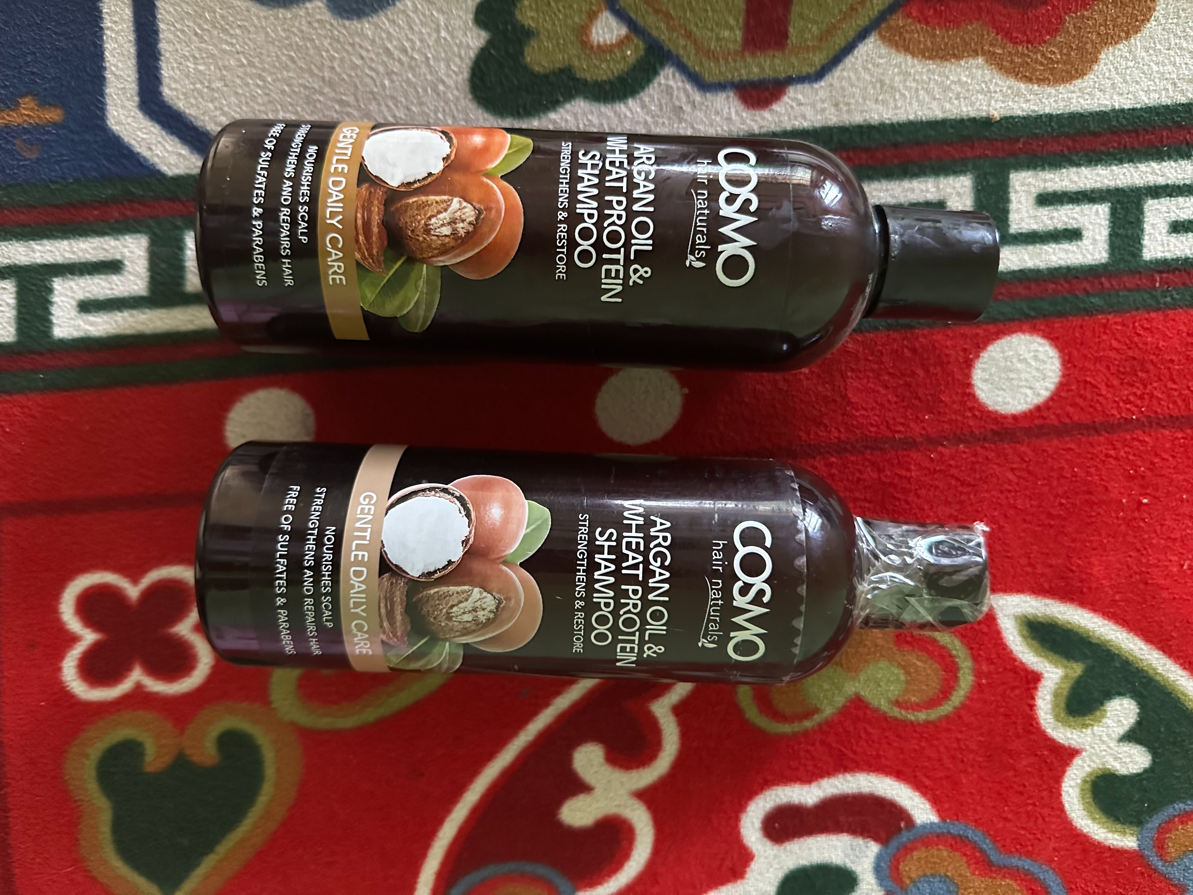 COSMO Hair Naturals  Argan Oil and Wheat Protein Shampoo 480ml Gentle Daily Care Sulfate and Paraben Free to Strengthen and Restore Hair - 480ml Nourishes Scalp Strengthens and Repairs